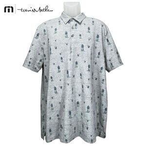 Travis‎ Mathew Men's XL Gray Pineapple Golf Performance Short Sleeve Polo Shirt
